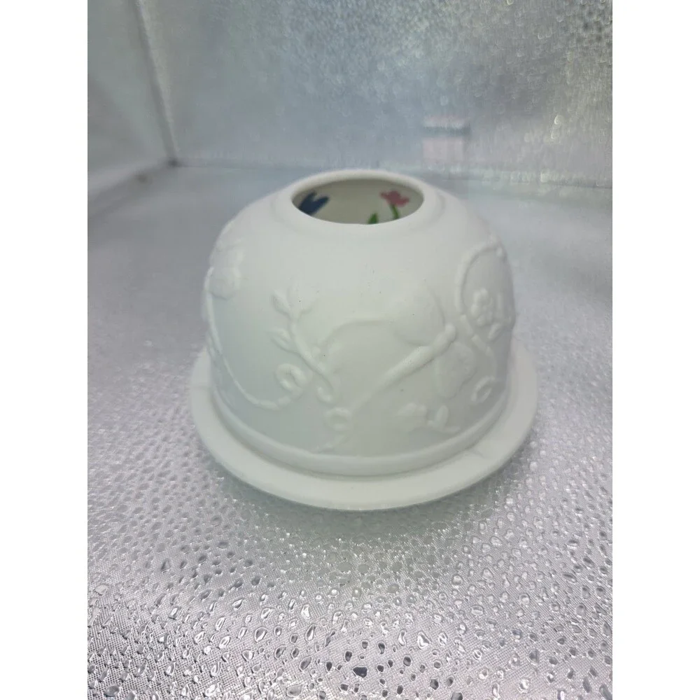Vin Porcelain Lithophane Tealight Candle Holder– Fairy Light- Dragonfly & Floral